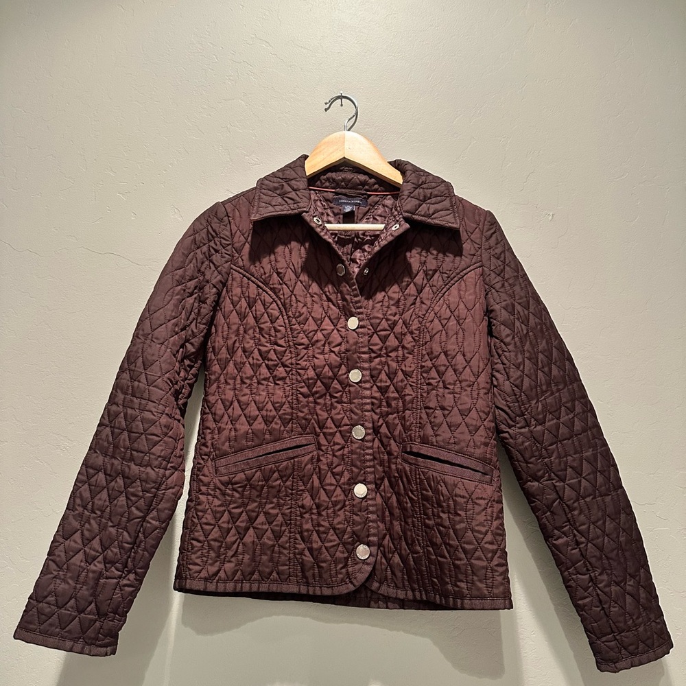 Tommy Hilfiger Brown‎ Quilted Lightweight Button Down Jacket Collared Size XS